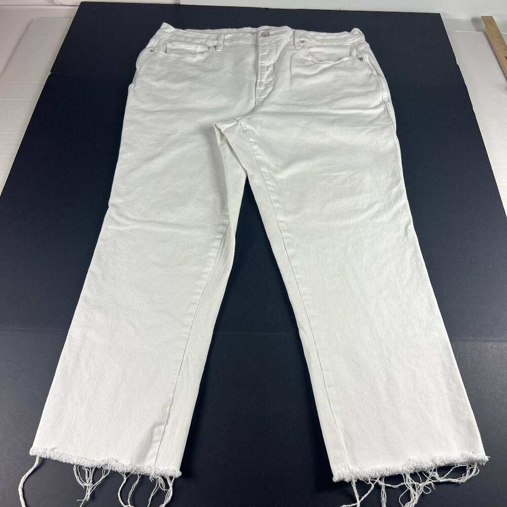 Good American Jean Women 38x27* Good Curve High Rise Straight White Denim Tag 18